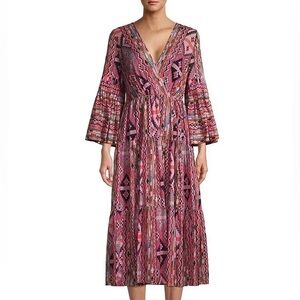 NWT Kobi Halpern Rosa Pink Multi Print Midi Dress - Sz S